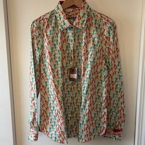 Robert Graham Multicolor Drinks Print Women’s Shirt XL
